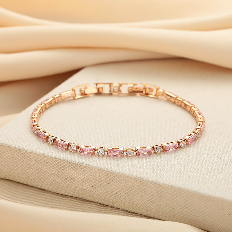 Mihmily brand-pink gemstone diamond bracelet, fashionable gauze, attracting wealth and love