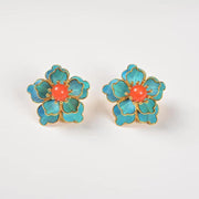 Mihmily brand-cloisonne peony earrings, retro palace style fashion