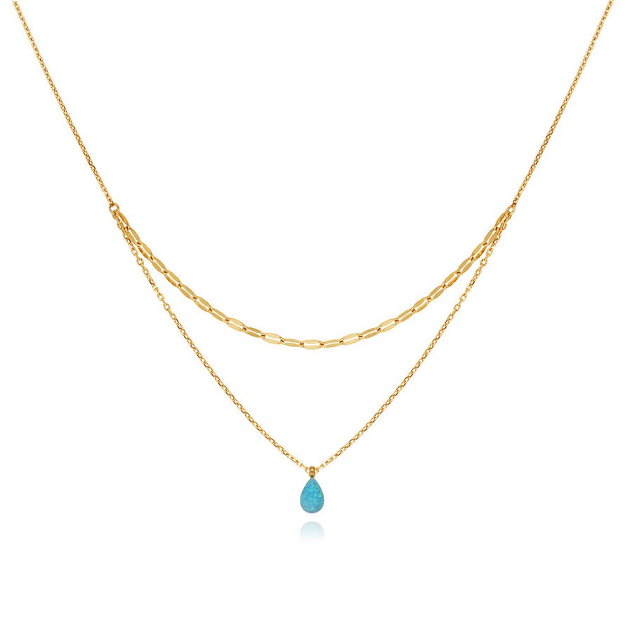 Mihmily brand-Blue Tears Ocean Water Drop Double Necklace, Fashionable and Light Luxury