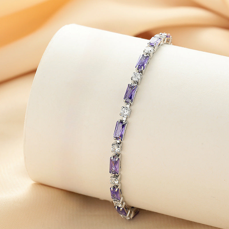 Mihmily brand - Moissanite Amethyst Bracelet, simple and stylish adjustable