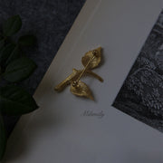 【Mihmily】Vintage Art Forest Style Elegant Rose and Leaf Plant Brooch - Accessories Close to Nature