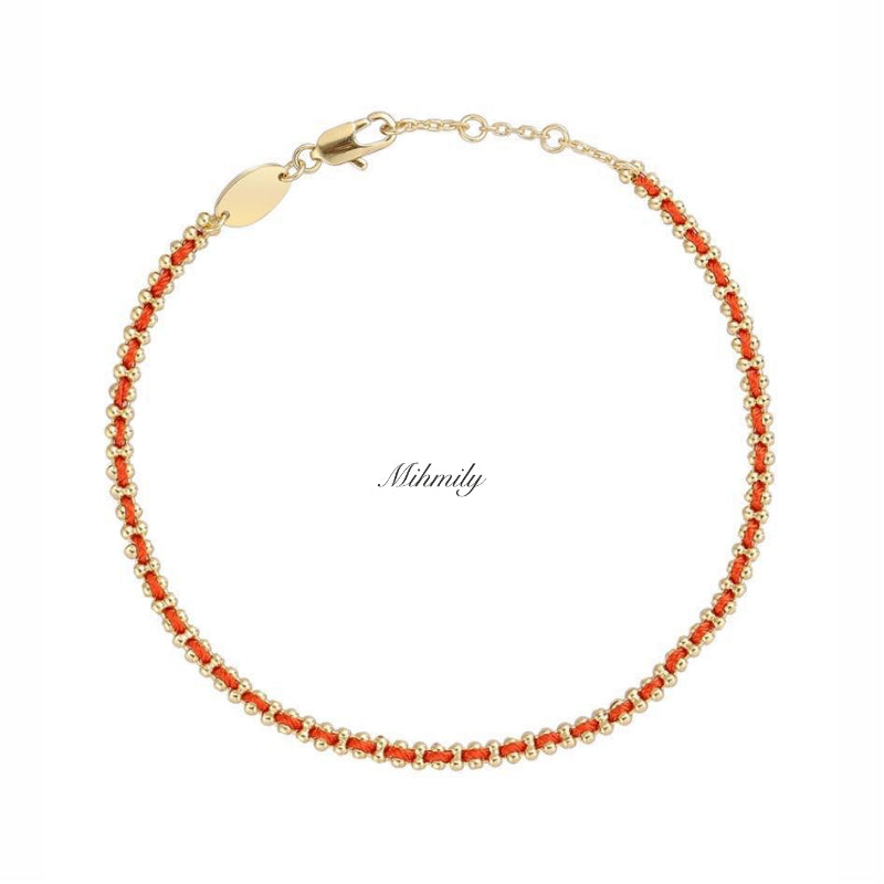 【Mihmily】Elegant French red string gold plated bracelet - luxury accessories, couple gift