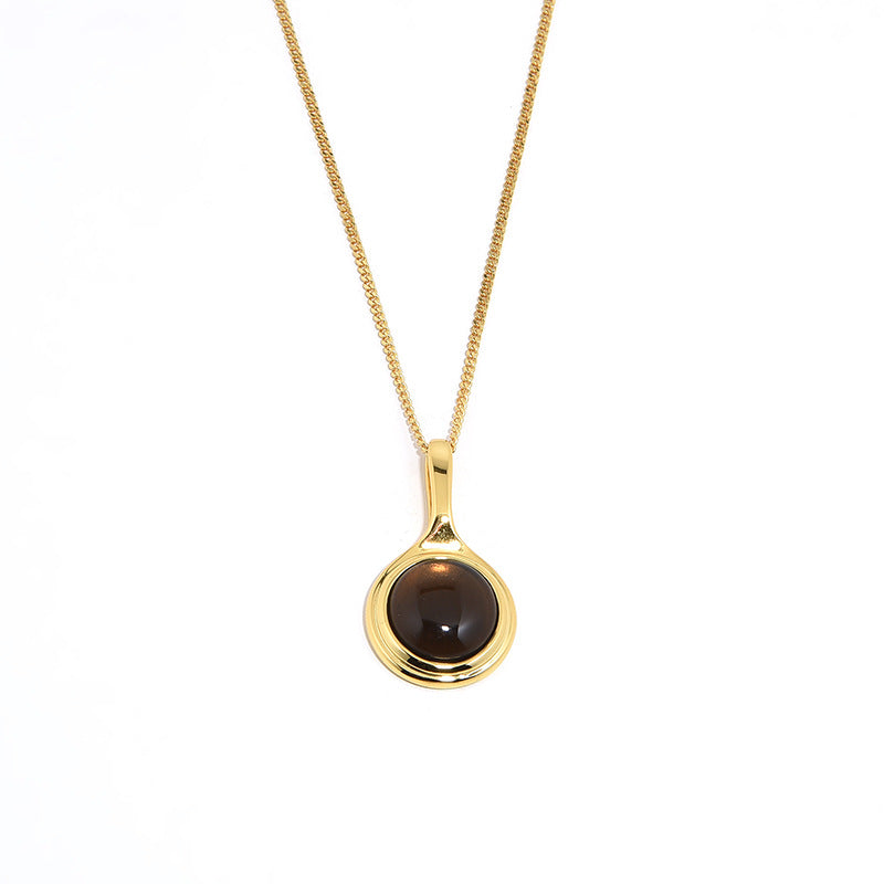 【Mihmily】Natural Tiger Eye Stone Personalized Necklace - Fashionable and Exquisite, Simple and Elegant, Perfect Gift